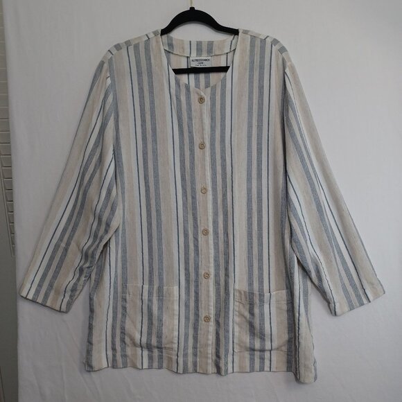 Alfred Dunner Linen Blend Striped Tunic - Picture 2 of 7